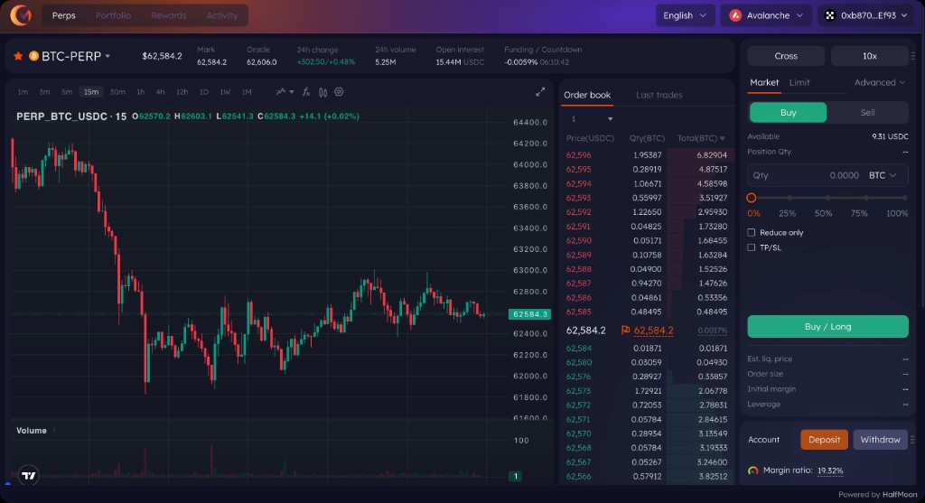 HalfMoon Perpetuals Trading Interface